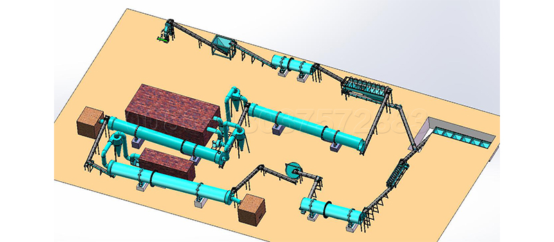 20t per hour Rotary Drum Granulator Fertilizer Production Line for Cow Dung Disposal