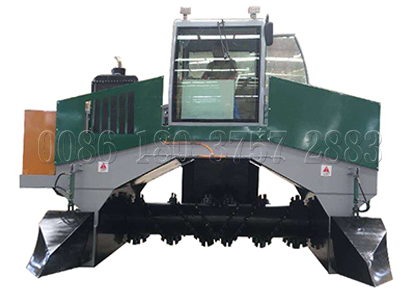 Crawler type compost turner for chicken waste processing